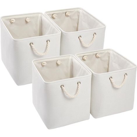 Aufbewahrungsbox Stoff 33x38x33 cm Weiß 4er-Pack (1/5)