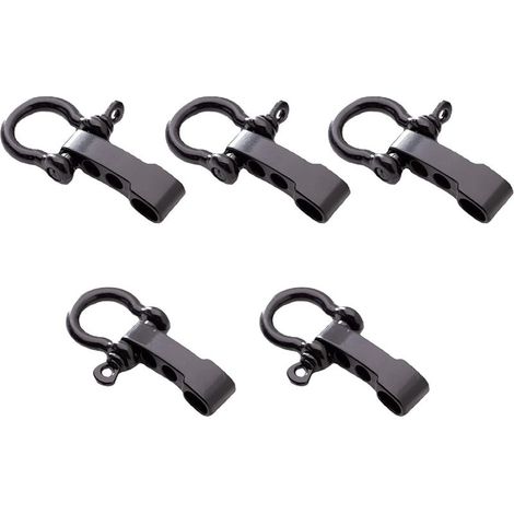 Verstellbarer D-Ring-Schäkel aus Aluminiumlegierung mit Schiebeschnalle, 5-teiliges Set, für Kletterausrüstung und Outdoor-Aktivitäten (Schwarz) (1/5)