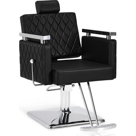 BarberPub Friseurstuhl mit Kopfstütze Kippbar, Friseurstühle mit Hydraulikpumpe 360° Drehbar, Friseureinrichtung Barber Stuhl Höhenverstellbar, 2073 (Schwarz) (1/4)