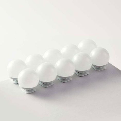 Lampe Miroir - LED 10 Ampoules - 3 Températures Couleur 3000K/4000K/6500K - 10 Niveaux Luminosité - Adhésif Double Face - Lot De 10 (1/4)