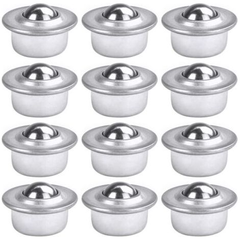 12 PCS Roulettes de Transfert avec Roulement à Billes Universels en Acier au Carbone Galvanisé Unité Roulettes à Billes Montées Charge Lourde pour Emballage Transmission Industrie