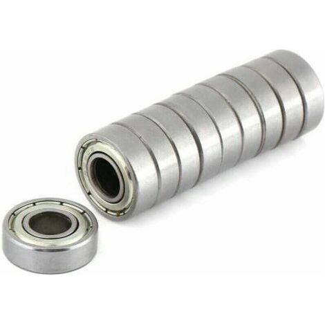 Set of 10 Heat Resistant Mini Ball Bearings with Flange, Shielded, Durable Steel, 698ZZ Dimensions 8x19x6mm.-INHHUB (1/5)