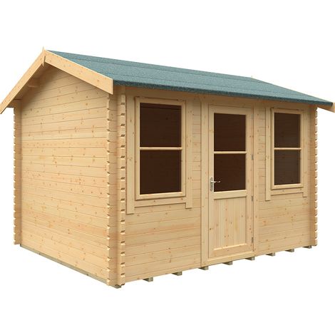 12x10w The Skipton Plus 44mm Cabin - L355 x W295 x H272.6 cm - Solid Wood/Softwood/Pine - Natural