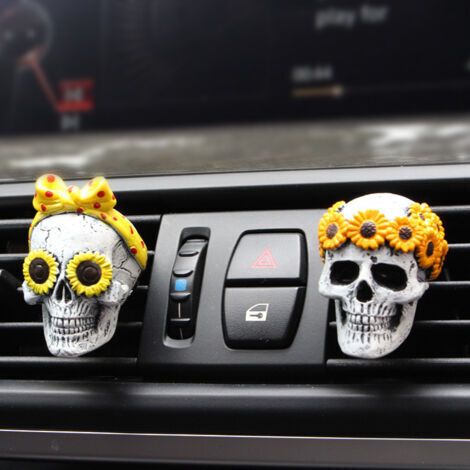 Décorations d'Halloween de parfum de voiture de crâne, accessoires de voiture de crâne pour l'intérieur des femmes, désodorisant de voiture de parfum de voiture drôle (1/5)