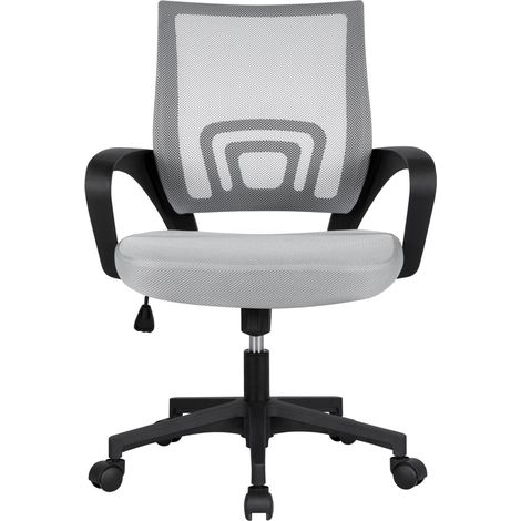 Yaheetech Chaise de Bureau en Maille Mesh Fauteuil de Bureau à Roulettes 360° avec Support Lombaire Fauteuil d'ordinateur Réglable en Hauteur Charge Maximale 136 kg Gris