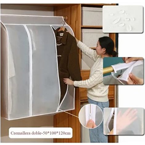 1 erhabener und dreidimensionaler Kleidersack, 50 x 100 x 120 cm, transparenter und waschbarer Hängesack, geeignet für den Heimgebrauch, als Schutzhülle für Mäntel und Anzüge, Staubbeutel. (1/5)