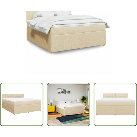 Matratze - Boxspringbett mit Matratze Creme 180x200 cm Stoff (1/5)