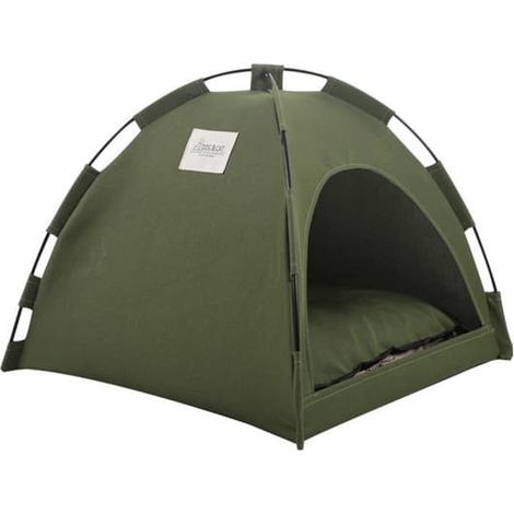 Tente d'été pour animaux de compagnie - abri portable en tissu respirant et pliable pour petits chiens et chats, S 35 x 35 cm M 40 x 40 cm L 50 x 50 cm Vert foncé L (1/5)