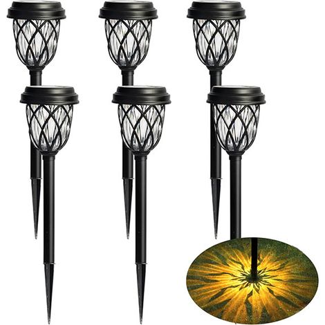 6 pièces lumières de voie blanc chaud imperméables, LED en plein air veilleuses à énergie solaire sur piquet de jardin lumières-41 cm (1/5)