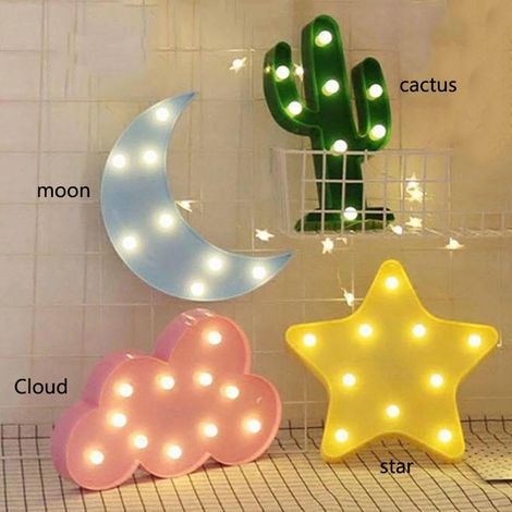 Veilleuses décoratives LED en forme de croissant de lune, d'étoile et de nuage pour enfants et adultes (1/5)