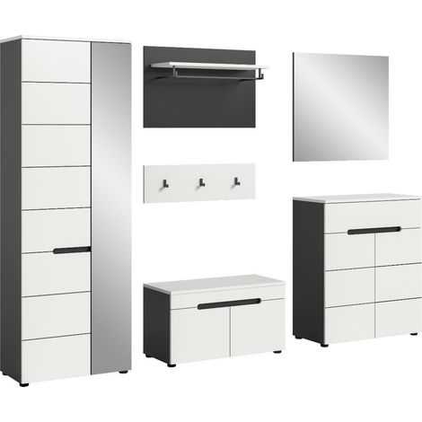 Canu Garderobenmöbel Set C32 weiß, grau.