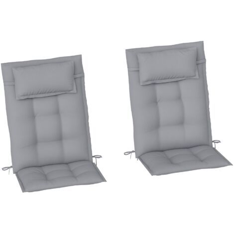 royaluxe -Lot de 2 coussins pour transats, déperlants, pour transats de jardin, 50 x 116 x 5 cm, gris clair (1/5)