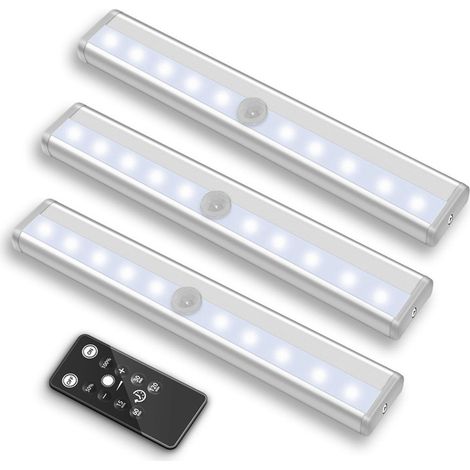 Lampe LED sans Fil 3 Packs avec Télécommande - Pour Chambres, Armoires, Vitrines, Aucun Câblage Requis-Lumière blanche 6000K-DELKEVIC