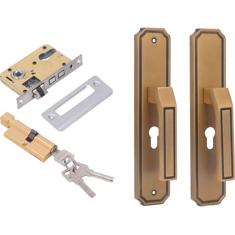 Poignée de porte extérieure avec serrure en alliage d'aluminium, silencieuse et fournie avec clés, pour chambre, hôtel ou balcon. (1/5)