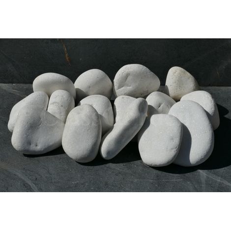 Große WEIßE Kiesel 100-200 - Pack 15 Kieselsteine