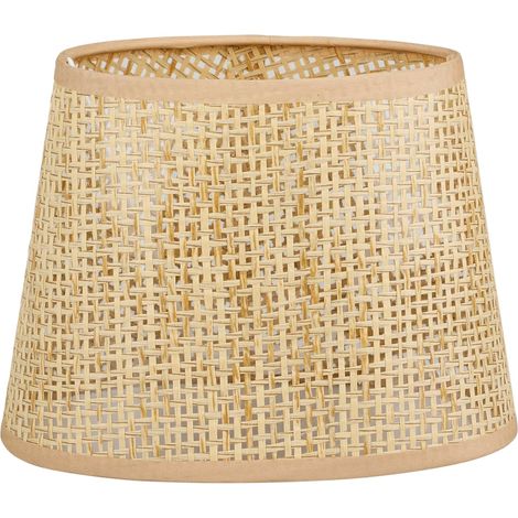 1 Abat-Jour, Ovale, Tissage Rotin Naturel, Base 20.5cm, Pour Lampe De Salon