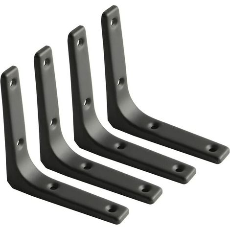 Wandregalhalterung, mattschwarze Metallhalterung, Metallregalträger für Küchendekoration, robuste Halterung, 100 mm x 100 mm, 4 Stück (1/4)