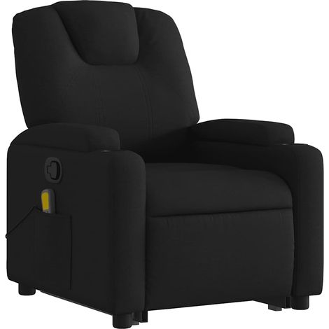 Poltrona relax TV funzione massaggio reclinabile sollevamento elettrico in tessuto nero DEC027048