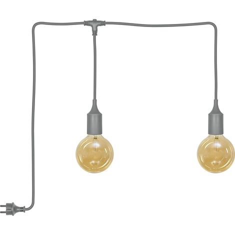 OSRAM Lustre d’extérieur Gris, Ø 4,5 cm, longueur de câble 6 m, blanc chaud confortable, 2400 K, silicone, E27, LED remplaçable, angle de faisceau 300° (1/5)