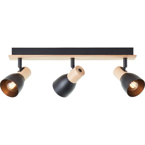 Brilliant Daintree Spotbalken 3-flammig holz/schwarz Metall/Holz 3x D45, E14, 28 W, Geeignet für Tropfenlampe (nicht enthalten)