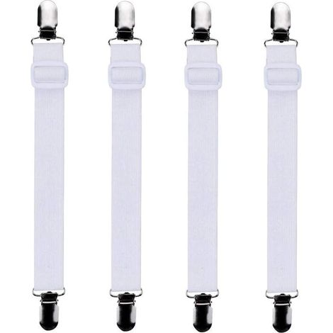 verstellbare Bettlakenspanner, 4 Stück, Weiß, elastisch, für die Ecken von Bett, Matratze oder Sofa (30-120cm)