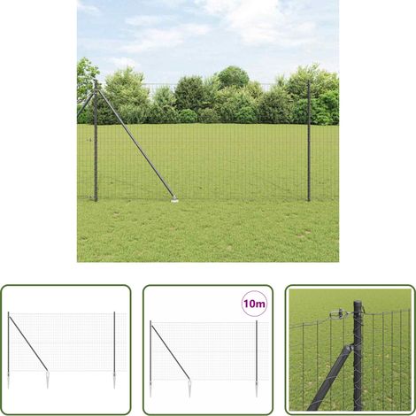 Terrassenzaun - Zaun mit Pfosten Grau 1,6 x 10 m Stahl und PVC (1/5)