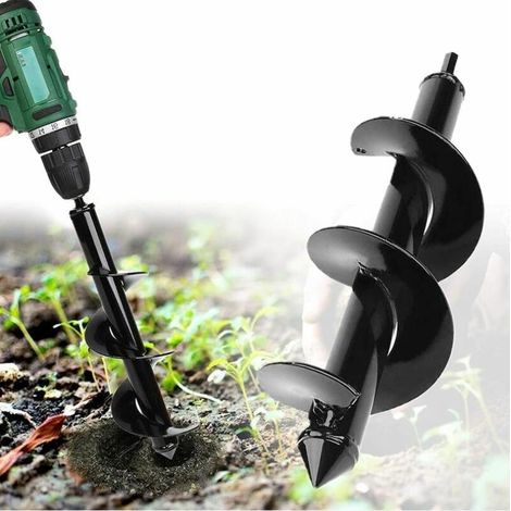 Perceuse de jardin en une seule pièce, outil de jardinage à main, truelle pour trous de poteaux de jardin avec entraînement hexagonal antidérapant, spirale de plantation rapide pour planter des bulbes (1/2)