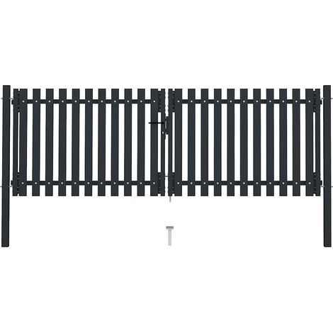 Portail de jardin à double vantail en acier, 300 x 125 cm, anthracite