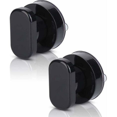 Poignée Ventouse - Diamètre 6,5 cm - Charge Max 7,5 kg - Pour Porte Verre Salle De Bain Placard Tiroir - Noir - 2 Pièces (1/5)