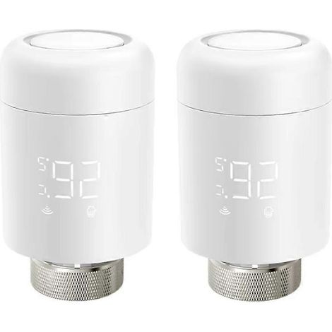 Packung mit 2 Zigbee TRV Thermostatventil-Stellantrieben für Heizkörper, Temperaturregler für Alexa und Google Home. (1/5)
