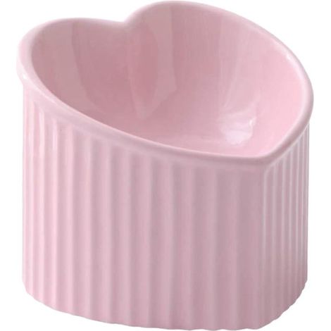 Comedero de cerámica para gatos  Comedero elevado con forma de corazón  Rosa - 180 ml (1/5)