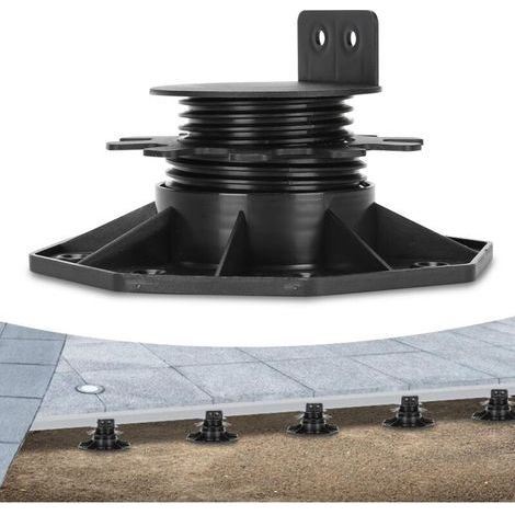 Lot de 10 plots de terrasse réglables en hauteur 30 à 60 mm - Pour dalles de terrasse et sous-construction en bois WPC (1/5)