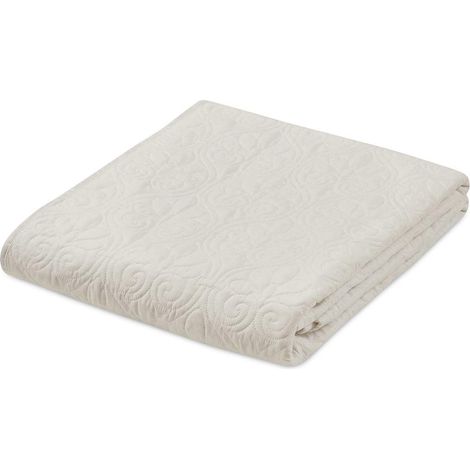 Couverture matelassée, Coutures damassées, Couvre-lit rempli de Coton, Ultra Doux et Confortable pour Salon, canapé, lit, 152,4 x 177,8 cm, Bordures passepoilées, Ivoire (1/4)