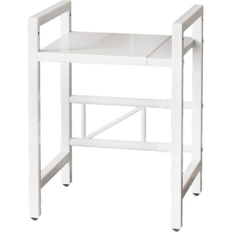 Support réglable pour friteuse, grille extensible micro-ondes, hauteur ajustable, organiseur plan de travail avec 8 crochets, blanc (1/5)