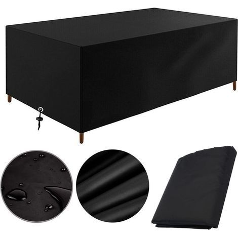 Abdeckung für Gartenmöbel - wasserdicht - UV-beständige Schutzhülle für Gartenmöbel - 200 x 160 x 70 cm - Schwarz (1/4)