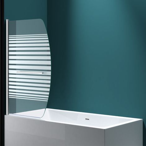 Durovin Bathrooms Over Bath Shower Screen 180° Hinged 2 Fold Folding Shower Bath Screen Reversible Glass Panel (1/5)