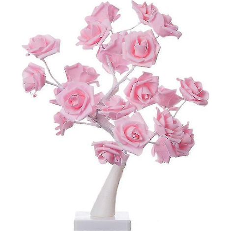 Lampe de chevet LED rose en forme de fleur, veilleuse rose (1/4)