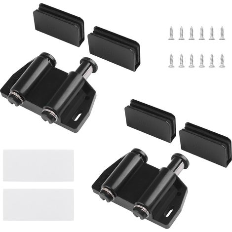 Lot de 4 loquets magnétiques pour porte en verre - Réglable - Sans cadre - Avec pince d'armoire - Convient pour porte en verre oscillante de 3 à 6 mm (blanc) (1/5)