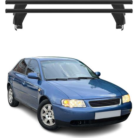 OMAC Barres de toit transversales en aluminium pour Audi A3 8L1 1996-2003 5 Portes – Antivol – Rainure en T – Testées City Crash – Charge Max 50 kg Noir (1/4)