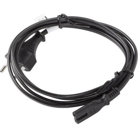 Lanberg CA-C7CA-11CC-0030-BK cable de transmisión Negro 3 m CEE7/16 C7 acoplador (1/2)