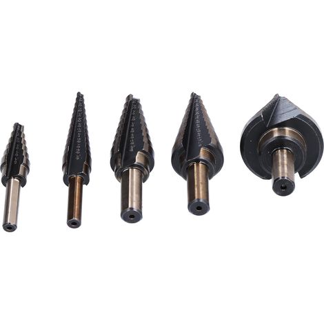 5-teiliges Stufenbohrer-Set aus Metall (britisches System) für Stahl, Messing und Holz (1/5)