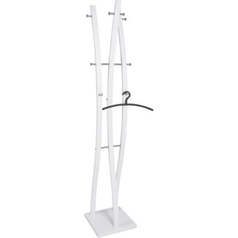 Porte manteaux coloris blanc-chromé - Dim : L 35 x P 35 x H 180 cm - PEGANE -
