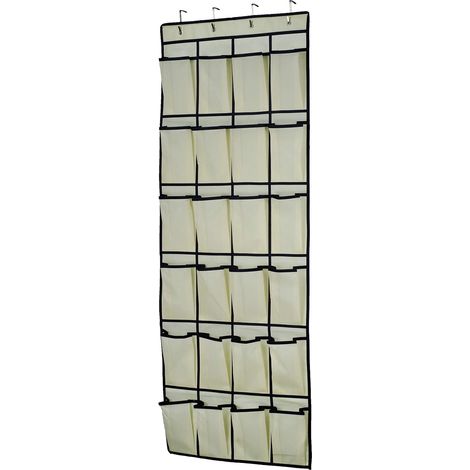 Organisateur de chaussures à suspendre à la porte, 24 grandes poches en filet et 4 crochets pour le rangement des chaussures dans une penderie de chambre, 59 x 21,6 cm (1/5)