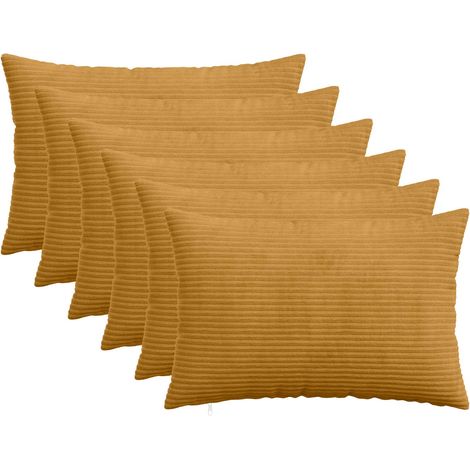 vidaXL Housse de coussin 6 pcs HEERLEN Jaune 40 x 60 cm velours côtelé - maison aménagement maison