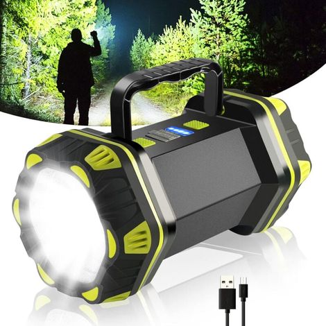 Leistungsstarke Taschenlampe, wiederaufladbare LED-Campinglaterne, 8 Modi, multifunktionale Zeltleuchte, Powerbank, wasserdichte Stirnlampe (IPX4), USB-Kabel inklusive (1/4)