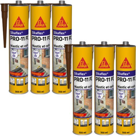 Lot de 6 mastics colle SIKA Sikaflex PRO 11 FC Purform - Marron - 300ml