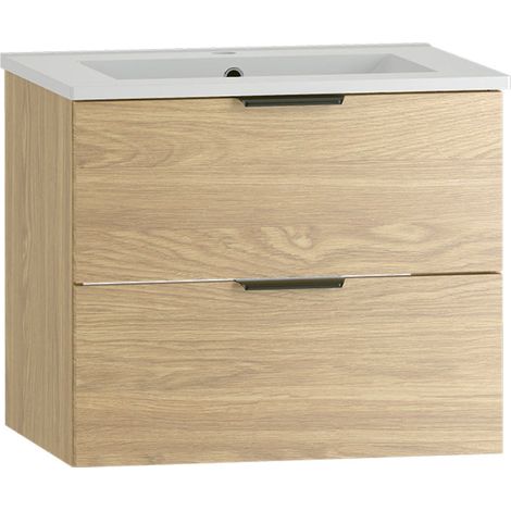 Waschtisch 60cm Astrid mit 2 Schubladen, Holzoptik (1/5)