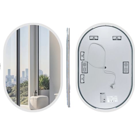 Miroir de Salle de Bain, Éclairé, Haut-Parleur Bluetooth, 900x600mm, Aluminium (1/2)