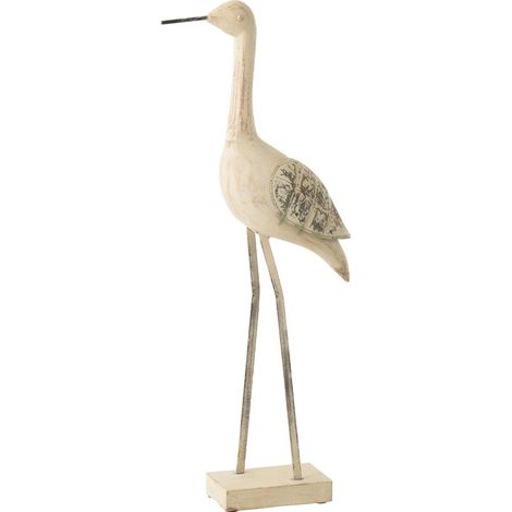 Statue Déco Oiseau en Bois "Denny" 69cm Naturel (1/2)