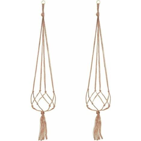 QORVA-Paquets Suspension Plante Macramé, Pot Suspendu Plante, pour Suspendre Pot de Fleur Plante Suspension Suspendue Décoration Balcon Maison, 4 Jambes en Corde, 105 cm,2Pcs